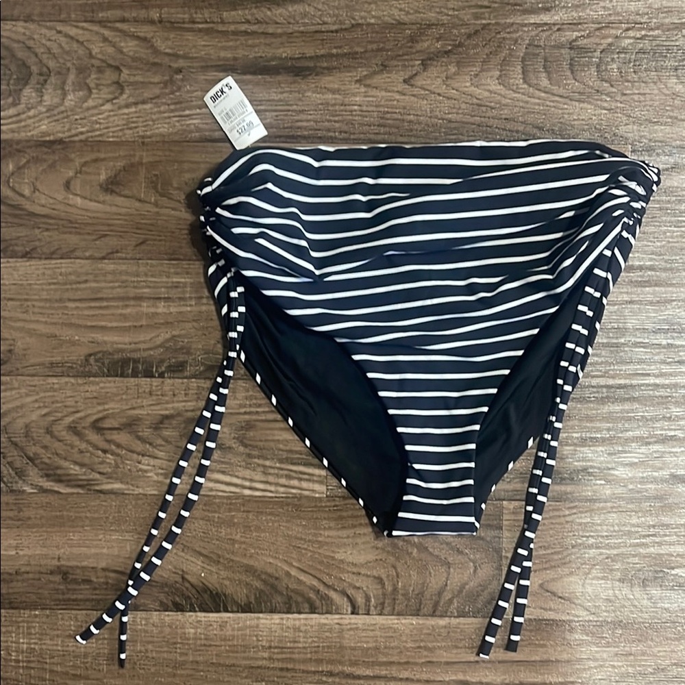 Striped High-Waisted Bikini Bottom